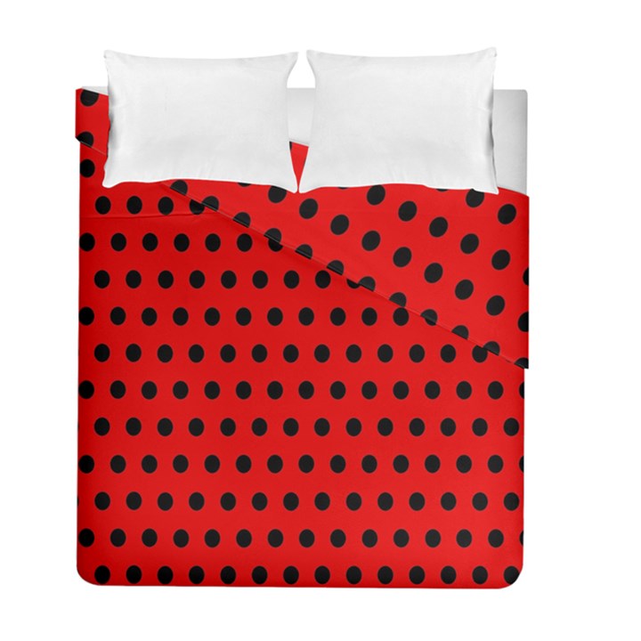 Red Black Polka Dots Duvet Cover Double Side (Full/ Double Size)