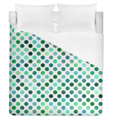 Shades Of Green Polka Dots Duvet Cover (queen Size) by retrotoomoderndesigns