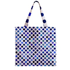 Shades Of Blue Polka Dots Zipper Grocery Tote Bag by retrotoomoderndesigns