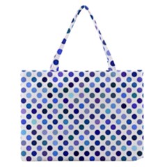 Shades Of Blue Polka Dots Zipper Medium Tote Bag by retrotoomoderndesigns