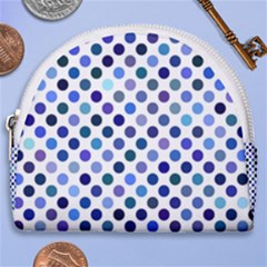 Shades Of Blue Polka Dots Horseshoe Style Canvas Pouch by retrotoomoderndesigns