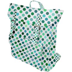 Shades Of Green Polka Dots Buckle Up Backpack by retrotoomoderndesigns