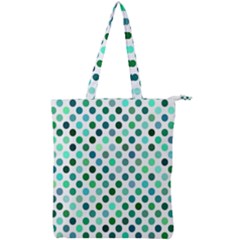 Shades Of Green Polka Dots Double Zip Up Tote Bag