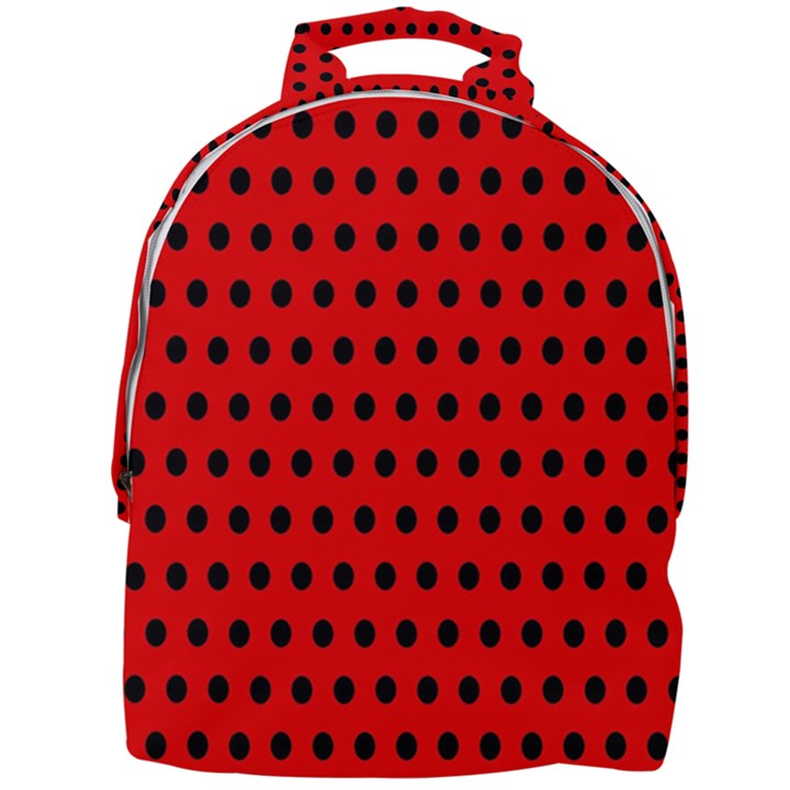 Red Black Polka Dots Mini Full Print Backpack