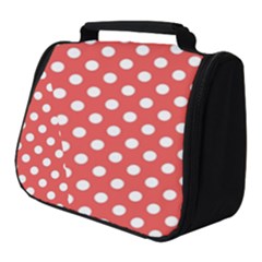 Red White Polka Dots Full Print Travel Pouch (small) by retrotoomoderndesigns