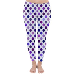 Shades Of Purple Polka Dots Classic Winter Leggings by retrotoomoderndesigns