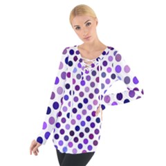 Shades Of Purple Polka Dots Tie Up Tee by retrotoomoderndesigns