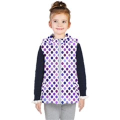 Shades Of Purple Polka Dots Kids  Hooded Puffer Vest by retrotoomoderndesigns