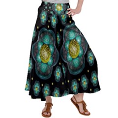 Light And Love Flowers Decorative Satin Palazzo Pants