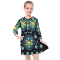 Light And Love Flowers Decorative Kids  Quarter Sleeve Shirt Dress by pepitasart