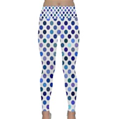 Shades Of Blue Polka Dots Lightweight Velour Classic Yoga Leggings by retrotoomoderndesigns