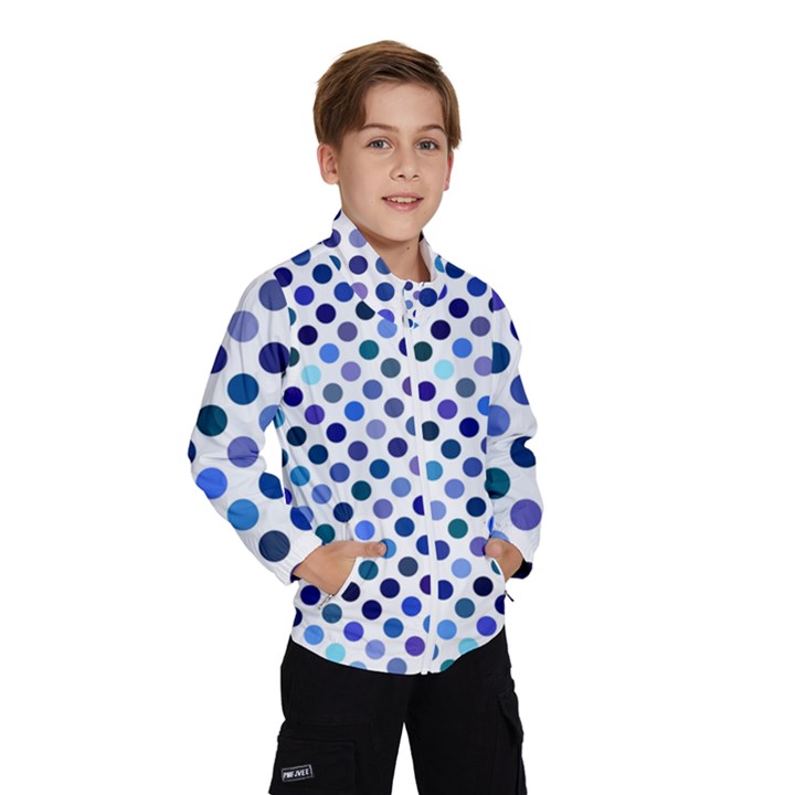 Shades Of Blue Polka Dots Windbreaker (Kids)