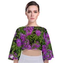 Stratford Garden Phlox Tie Back Butterfly Sleeve Chiffon Top by Riverwoman