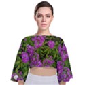 Stratford garden phlox Tie Back Butterfly Sleeve Chiffon Top View1