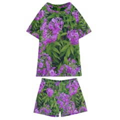 Stratford Garden Phlox Kids  Swim Tee And Shorts Set by Riverwoman