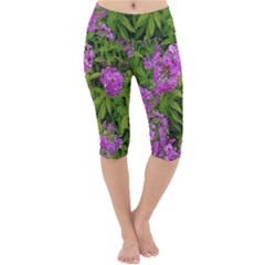 Stratford Garden Phlox Lightweight Velour Cropped Yoga Leggings by Riverwoman