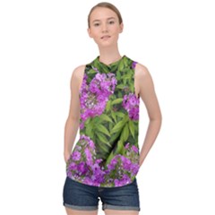 Stratford Garden Phlox High Neck Satin Top by Riverwoman