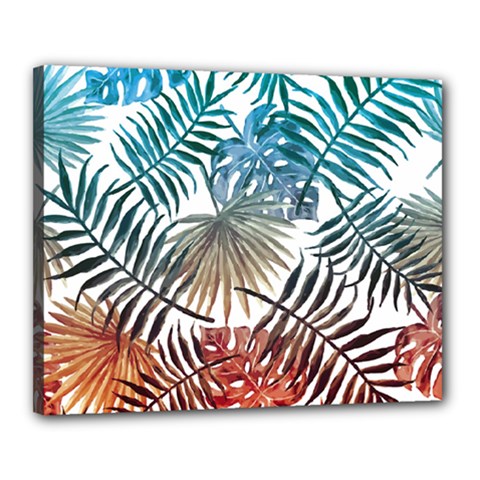 Gradient tropical leaves Canvas 20  x 16  (Stretched)