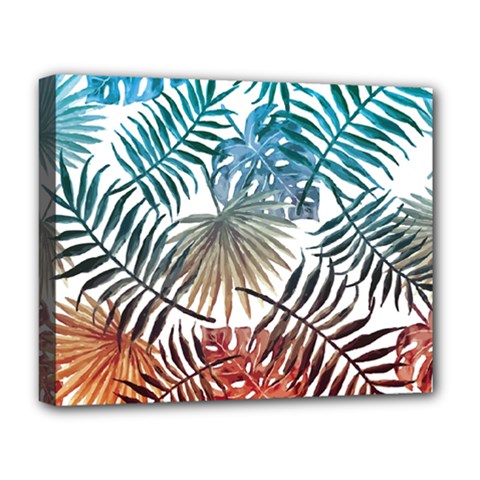 Gradient tropical leaves Deluxe Canvas 20  x 16  (Stretched)