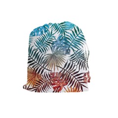 Gradient tropical leaves Drawstring Pouch (Large)