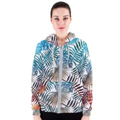 Gradient tropical leaves Women s Zipper Hoodie