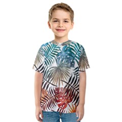 Gradient tropical leaves Kids  Sport Mesh Tee