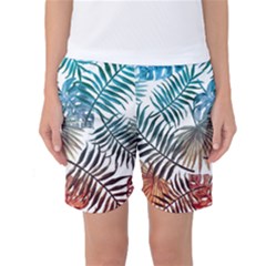 Gradient tropical leaves Women s Basketball Shorts