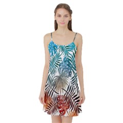 Gradient tropical leaves Satin Night Slip