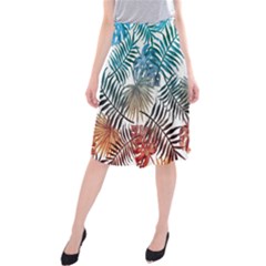 Gradient tropical leaves Midi Beach Skirt