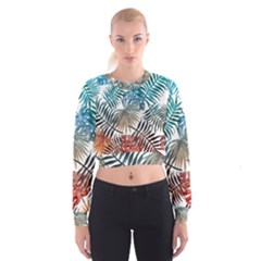 Gradient tropical leaves Cropped Sweatshirt