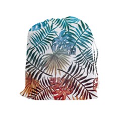 Gradient tropical leaves Drawstring Pouch (XL)