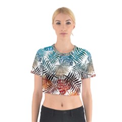 Gradient tropical leaves Cotton Crop Top