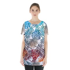 Gradient tropical leaves Skirt Hem Sports Top