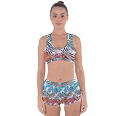 Gradient tropical leaves Racerback Boyleg Bikini Set