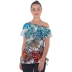 Gradient tropical leaves Tie-Up Tee