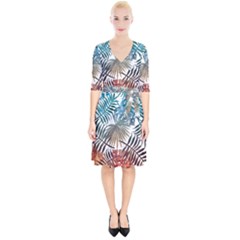 Gradient tropical leaves Wrap Up Cocktail Dress