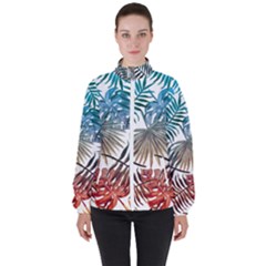 Gradient tropical leaves High Neck Windbreaker (Women)