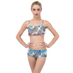 Gradient tropical leaves Layered Top Bikini Set