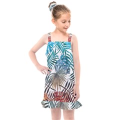 Gradient tropical leaves Kids  Overall Dress