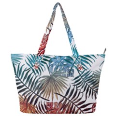 Gradient tropical leaves Full Print Shoulder Bag