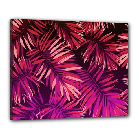 Pink tropical leaves Canvas 20  x 16  (Stretched)