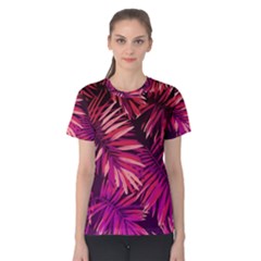 Pink tropical leaves Women s Cotton Tee