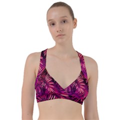 Pink tropical leaves Sweetheart Sports Bra