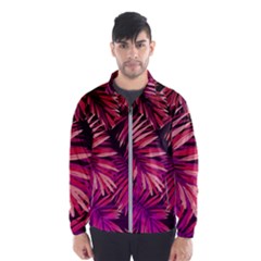 Pink tropical leaves Windbreaker (Men)