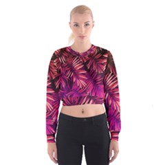 Pink tropical leaves Cropped Sweatshirt