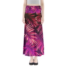 Pink tropical leaves Full Length Maxi Skirt