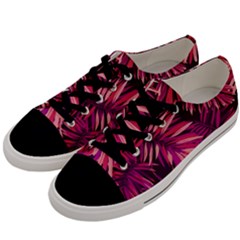 Pink tropical leaves Men s Low Top Canvas Sneakers