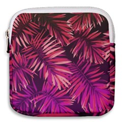 Pink tropical leaves Mini Square Pouch