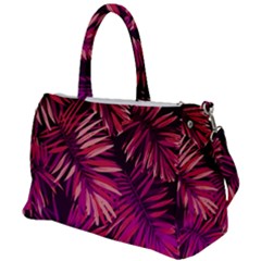 Pink tropical leaves Duffel Travel Bag