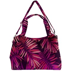 Pink tropical leaves Double Compartment Shoulder Bag